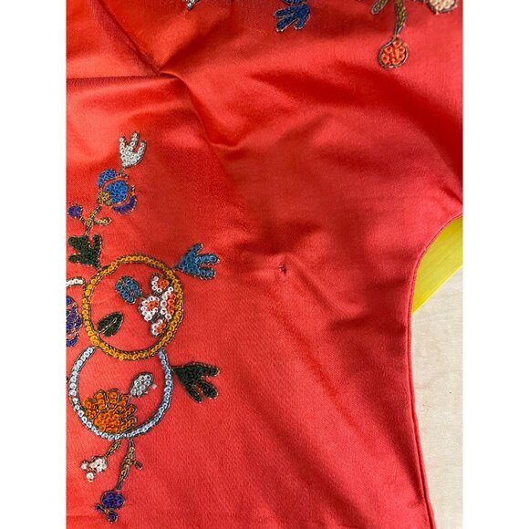 Vintage red silk Chinese jacket with Forbidden Stitch Peking Knot embroidery - Picture 8 of 9
